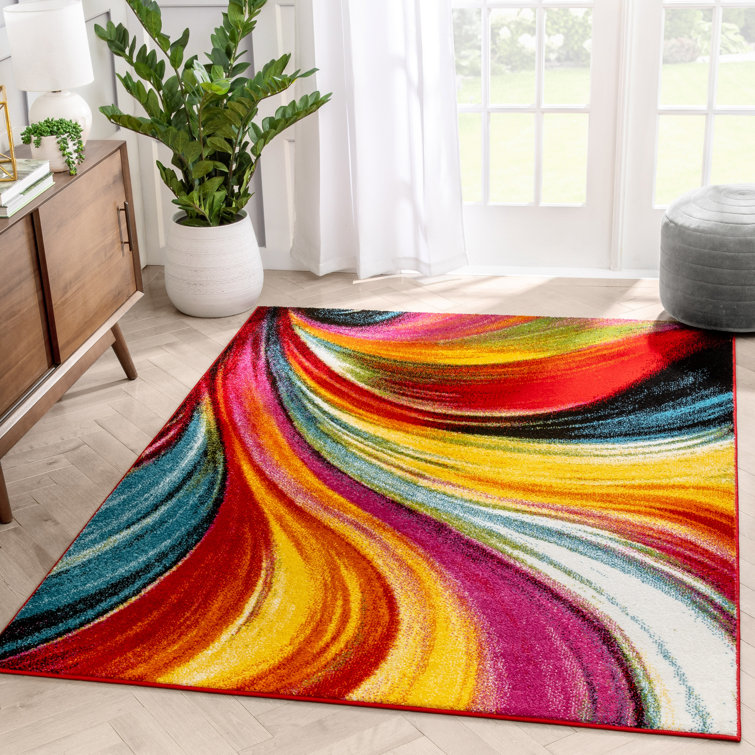 Latitude Run® Brooksville Abstract Red/Yellow Area Rug & Reviews